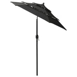 Vidaxl Parasol 3-vrstva s hliníkovým pólem 2 m černá