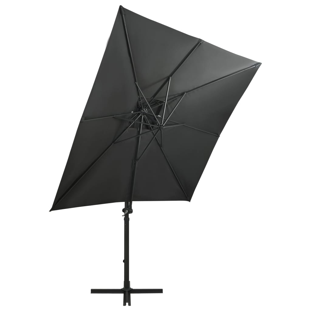 Vidaxl Floating Parasol s pólem a LED osvětlení 250 cm antracitová barva