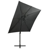 Vidaxl Floating Parasol s pólem a LED osvětlení 250 cm antracitová barva