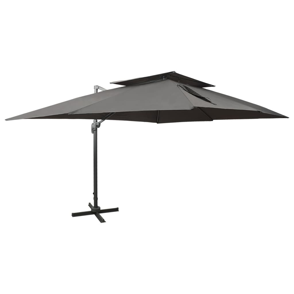 Vidaxl -schwimmendes Parasol mit Doppeldach 400 x 300 cm Anthrazit -Verschärft