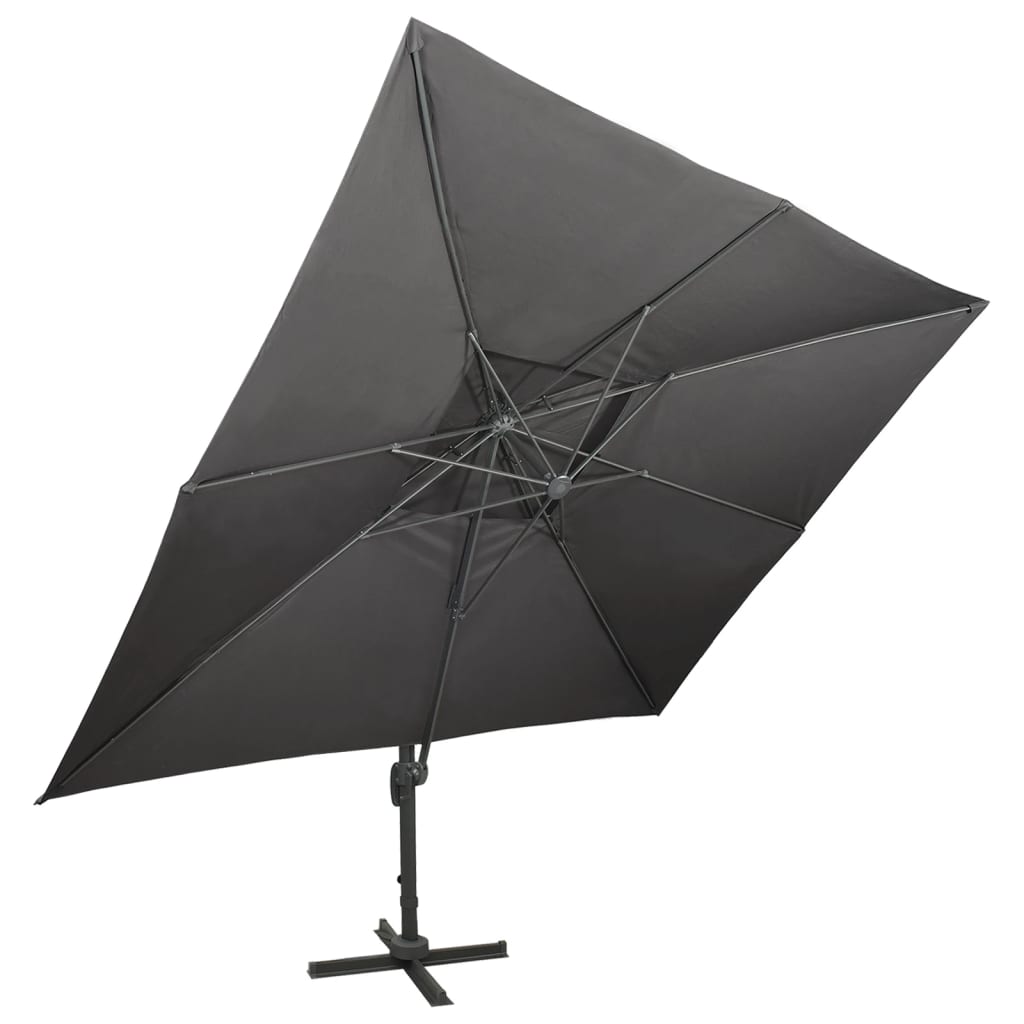 Vidaxl -schwimmendes Parasol mit Doppeldach 400 x 300 cm Anthrazit -Verschärft
