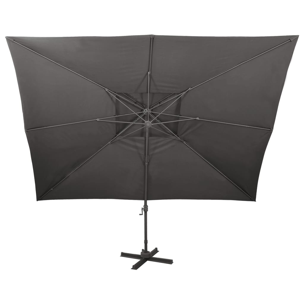 Vidaxl -schwimmendes Parasol mit Doppeldach 400 x 300 cm Anthrazit -Verschärft