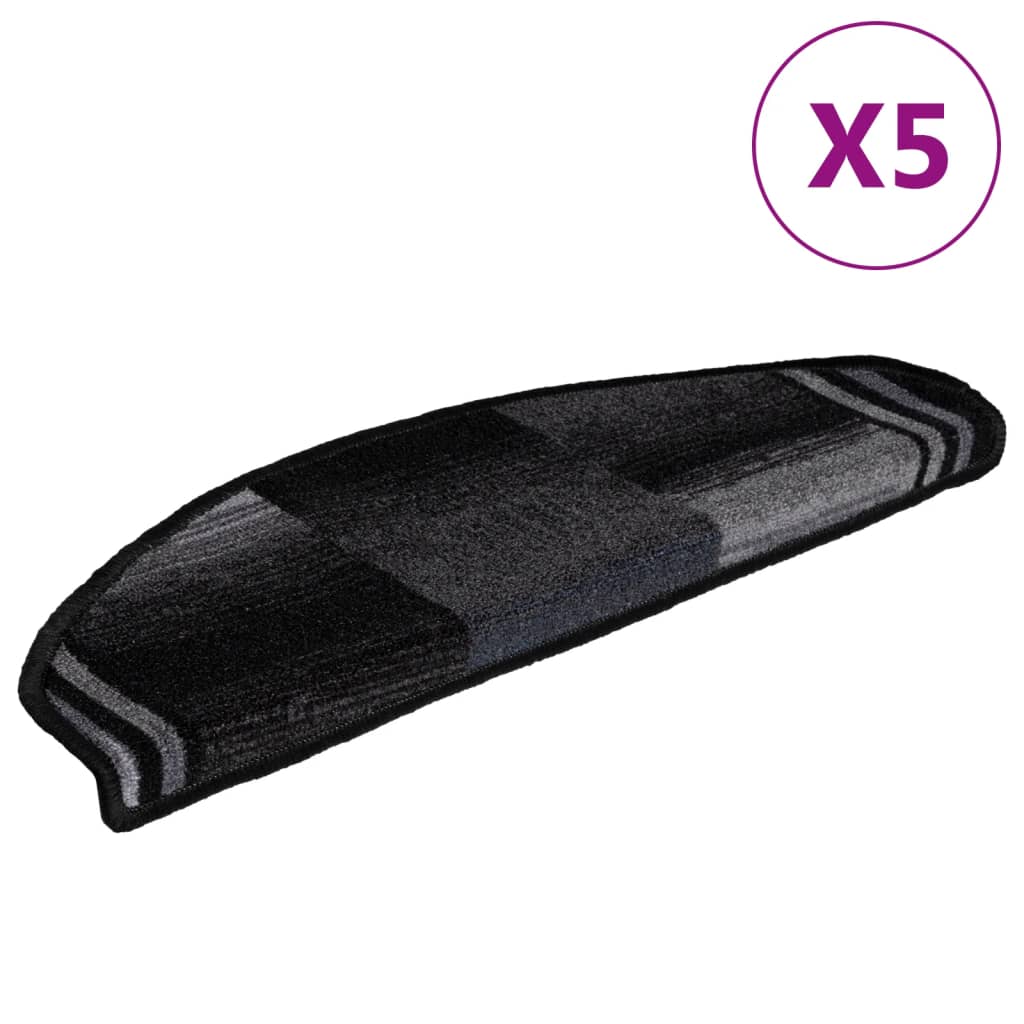Vidaxl Stair Mats Self -Adhesive 5 St 65x21x4 cm černá a šedá