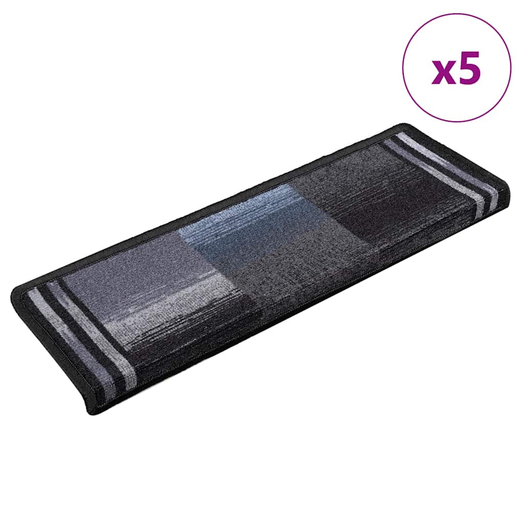 Vidaxl Stair Mats Self -Adhesive 5 St 65x21x4 cm černá a šedá