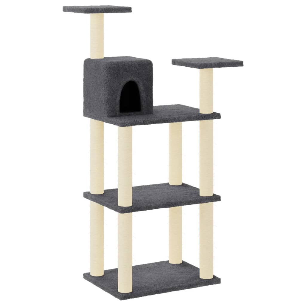 Vidaxl Cat Scratching Post med Sisal Scratching Poster 118,5 cm mörkgrå