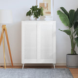 Portes d'armoire Vidaxl avec des lattes 2 pcs 99.3x39.4 cm Bois de pin blanc