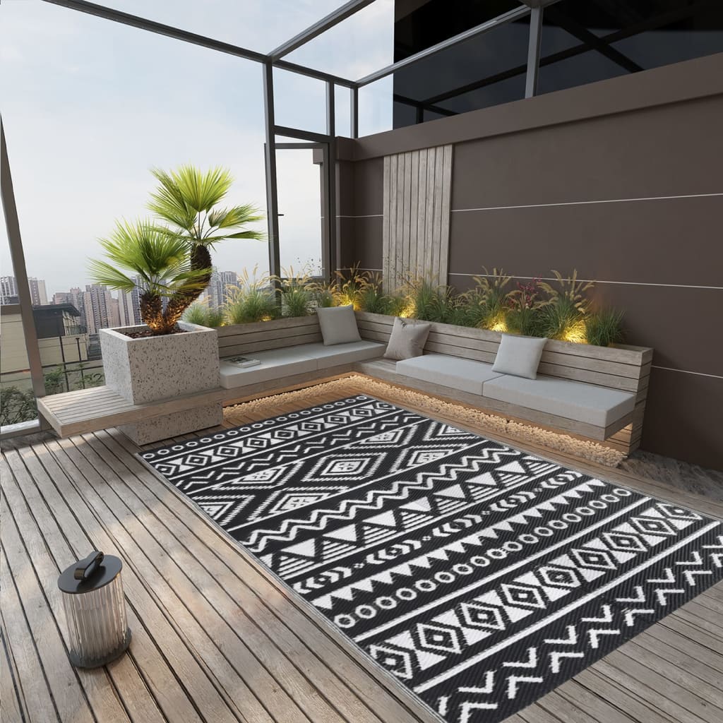 Vidaxl ausserhalb vun Tug Arakil 140x200 cm Polyprope schwaarz