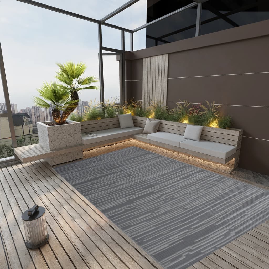Vidaxl à l'extérieur du tapis Arakil 140x200 cm Anthracite en polypropène -colore