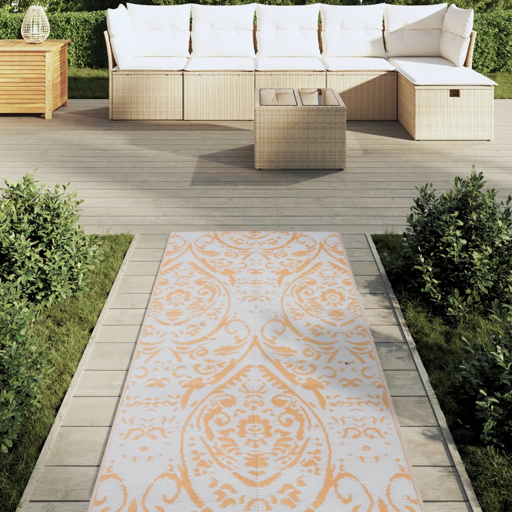 Vidaxl zewnętrzny dywan Arakil 80x250 cm PP pomarańczowy i biały