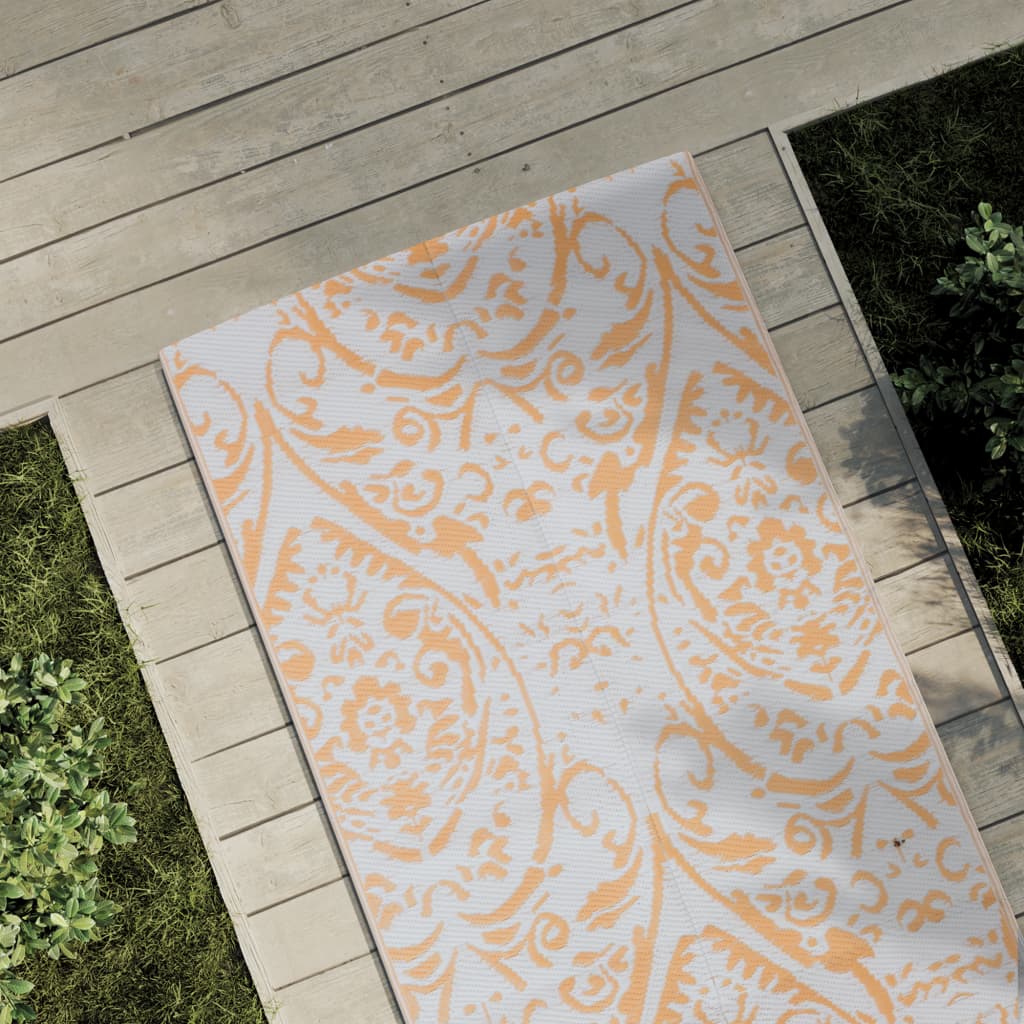 Vidaxl zewnętrzny dywan Arakil 80x250 cm PP pomarańczowy i biały