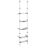 Vidaxl Gaart Rack mat 3 Regaler vum Teleskopic Aluminium Sëlwer faarweg