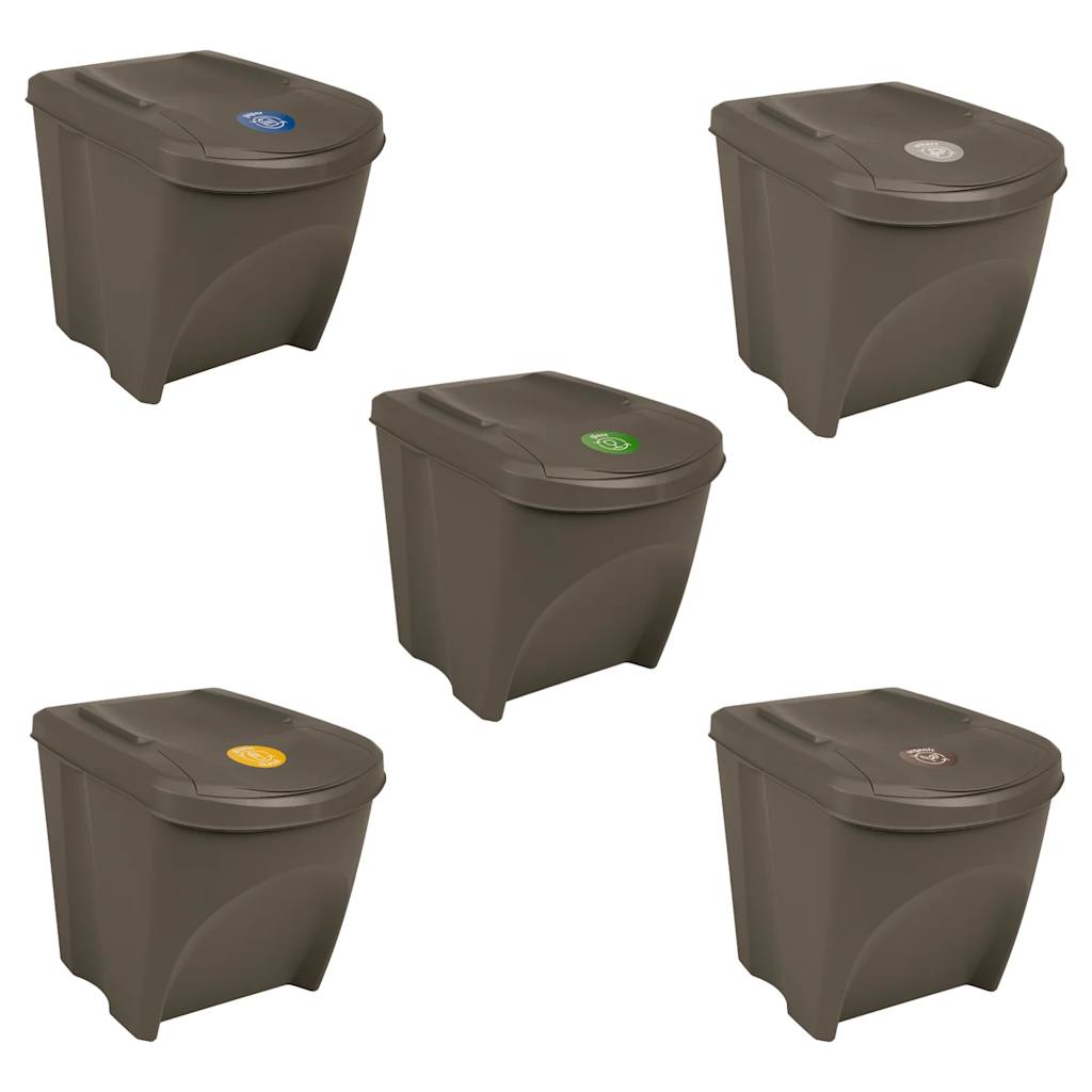 Vidaxl Garbage Bids 3 St Stackable 75 L Polypropene Grey