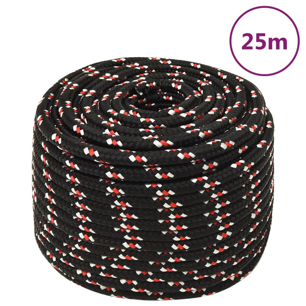 Vidaxl Boot Vrv 12 mm 25 m polipropilen črna