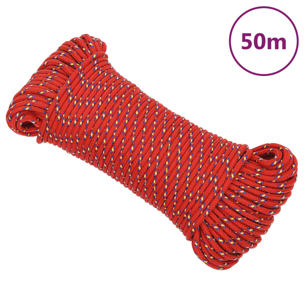 Vidaxl čoln vrv 3 mm 50 m polipropilen rdeča