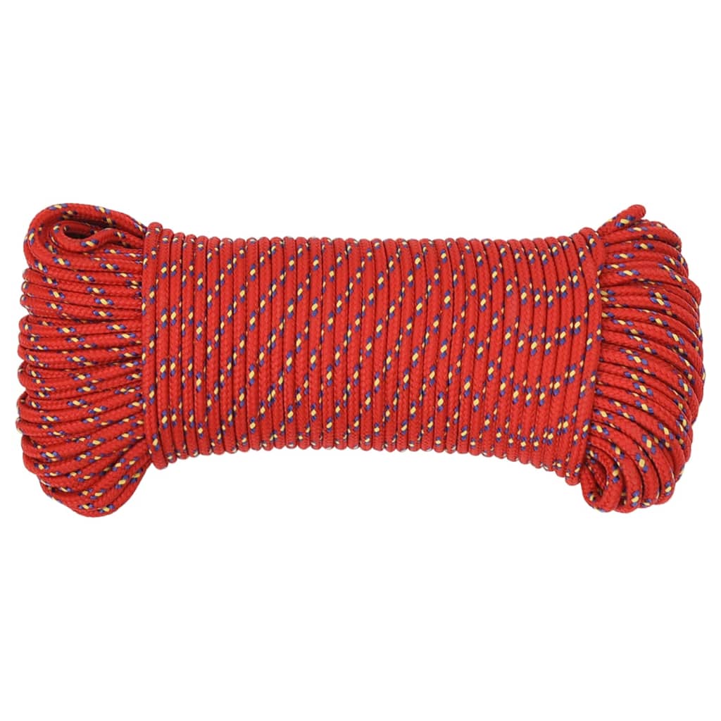 VIDAXL Čolna vrv 4 mm 250 m polipropilen rdeča
