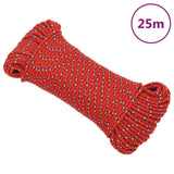 Vidaxl čolna vrvi 5 mm 25 m polipropilen rdeča
