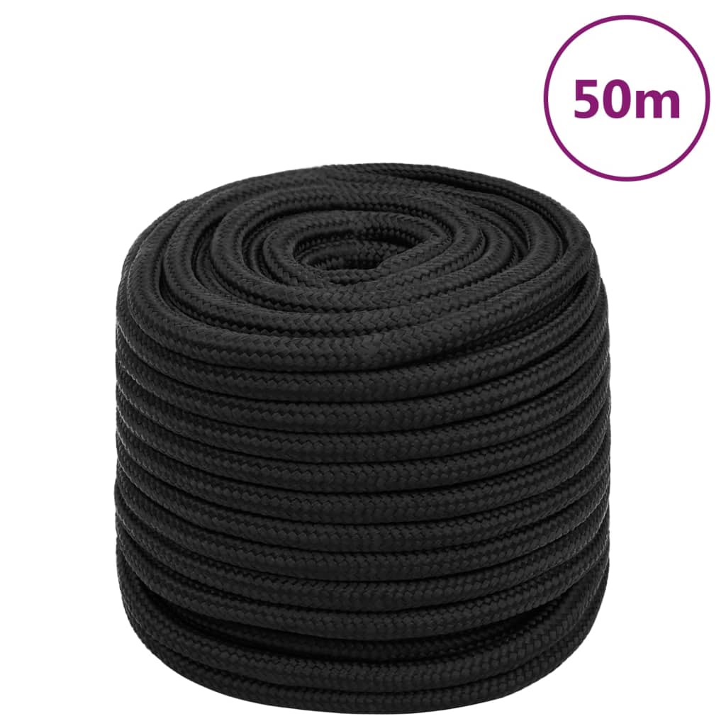 Vidaxl Boot Rope 16 mm 50 m Polroprope schwaarz