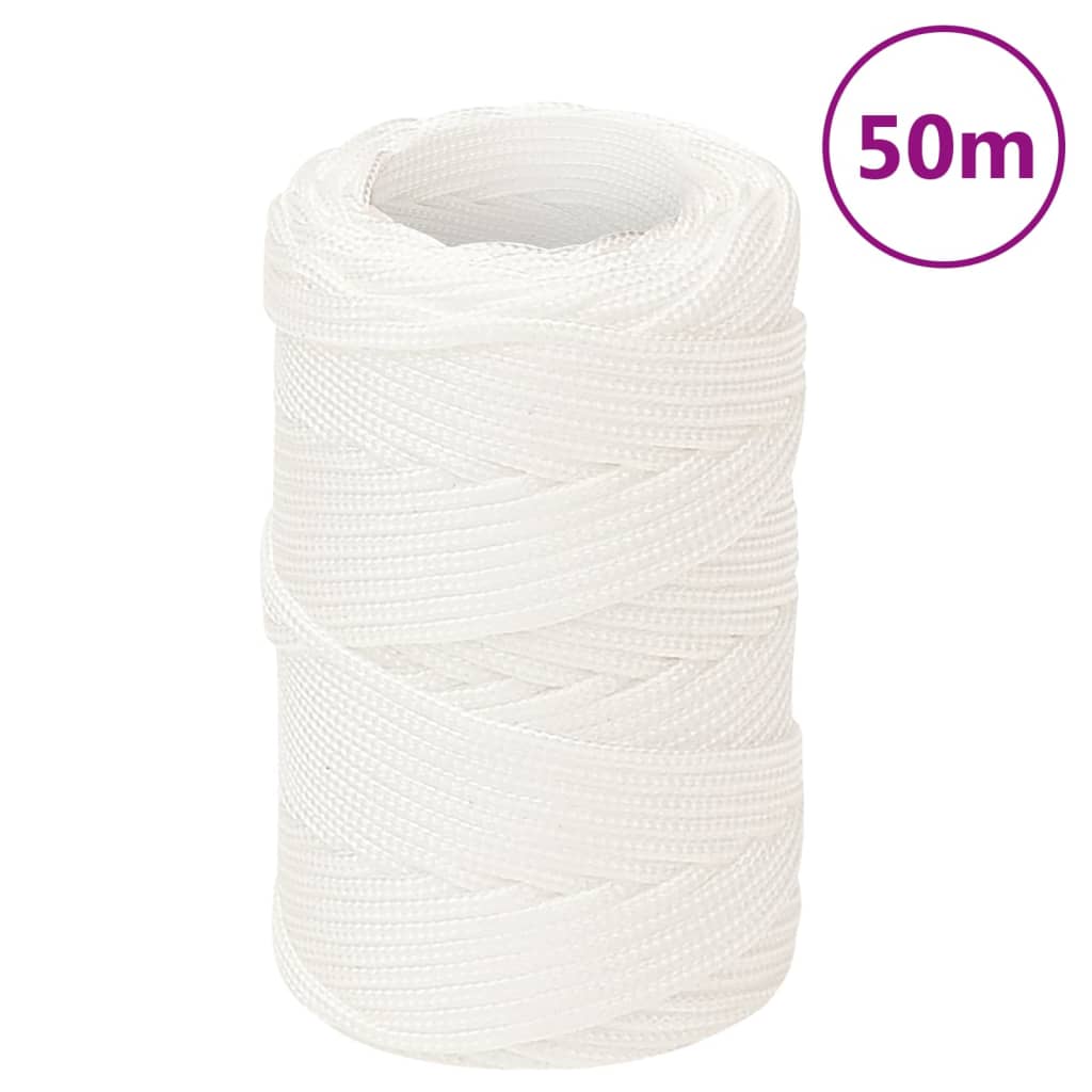 Vidaxl čolna vrvi 2 mm 50 m polipropilen polno bela