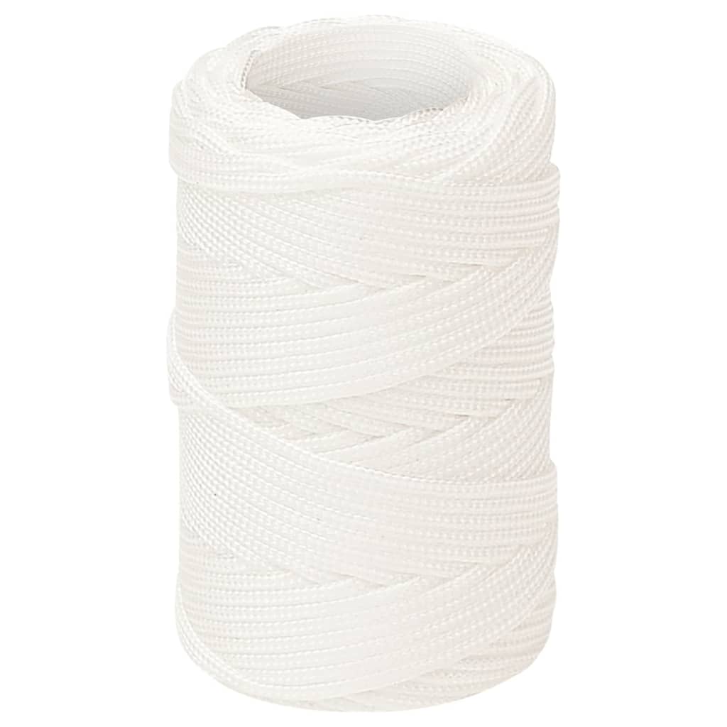Vidaxl čolna vrvi 2 mm 50 m polipropilen polno bela