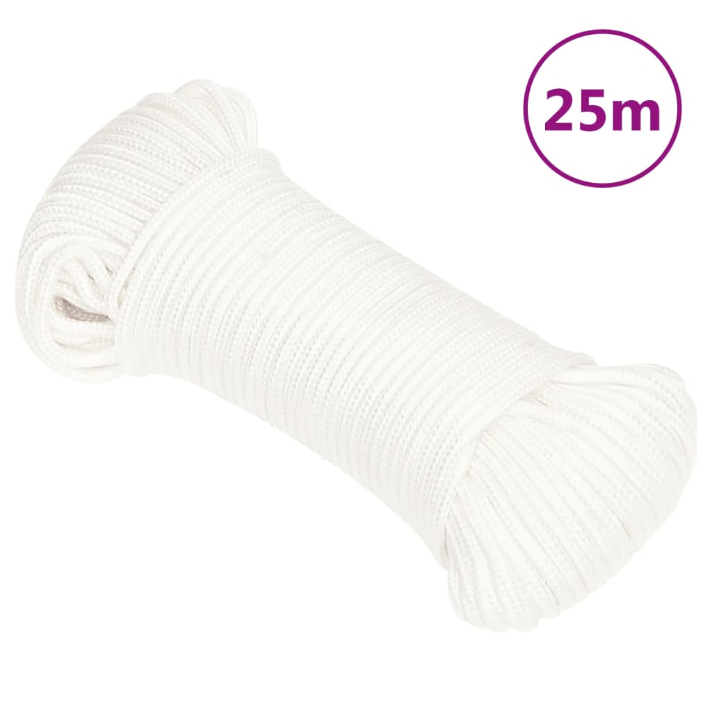 Vidaxl čolna vrvi 4 mm 25 m polipropilen polno bela