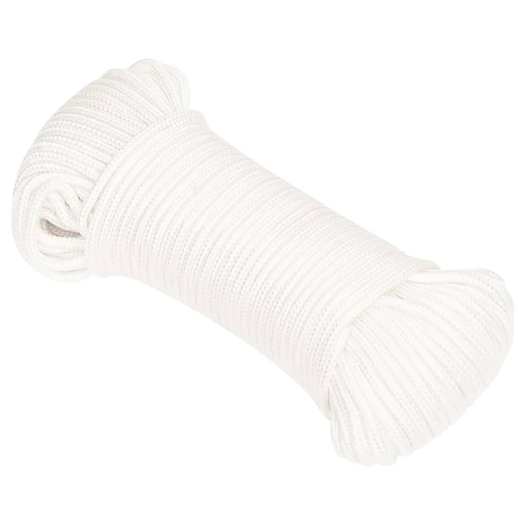 Vidaxl čolna vrvi 4 mm 50 m polipropilen polno bela