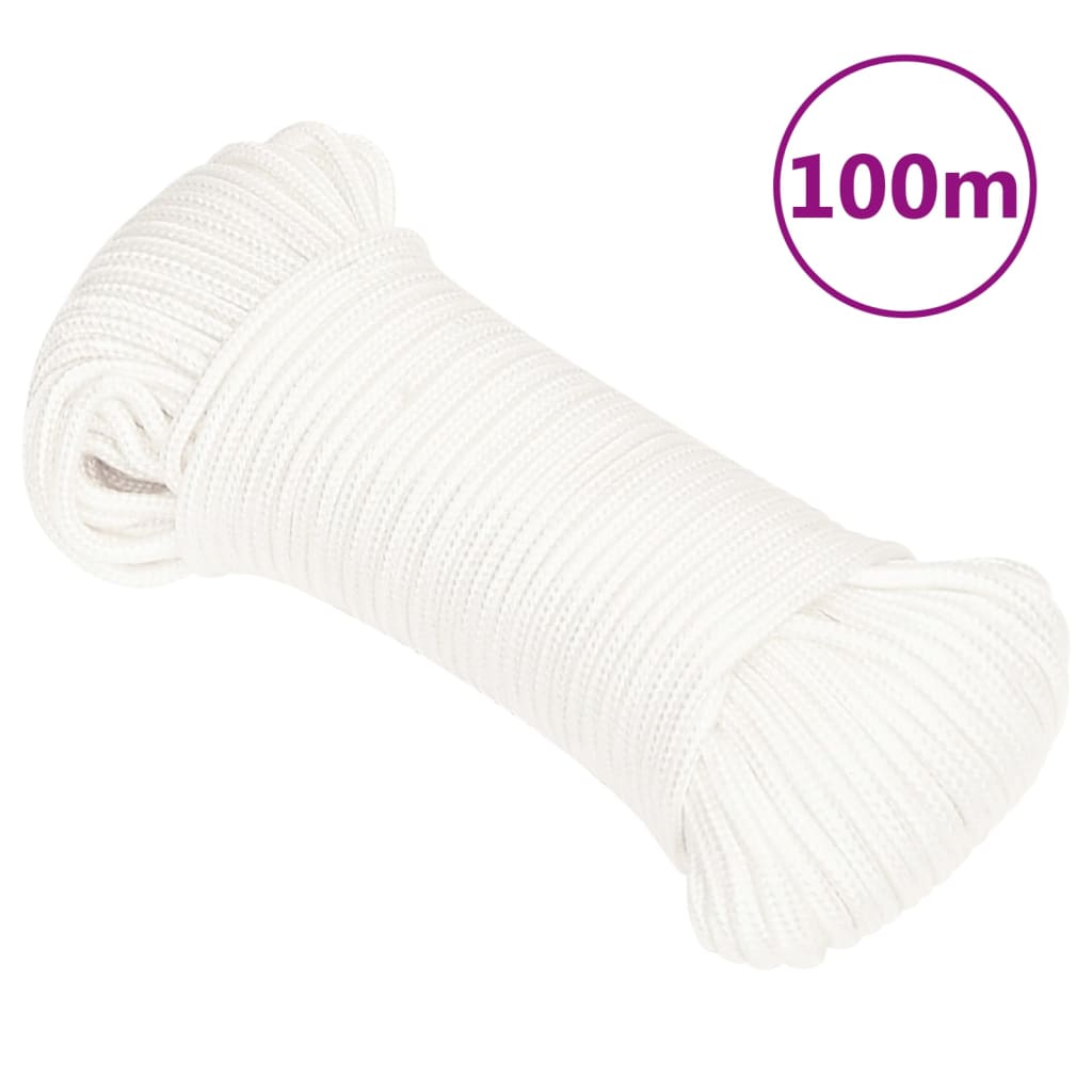 Vidaxl čolna vrvi 5 mm 100 m polipropilen polno bela