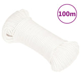 Vidaxl čolna vrvi 5 mm 100 m polipropilen polno bela