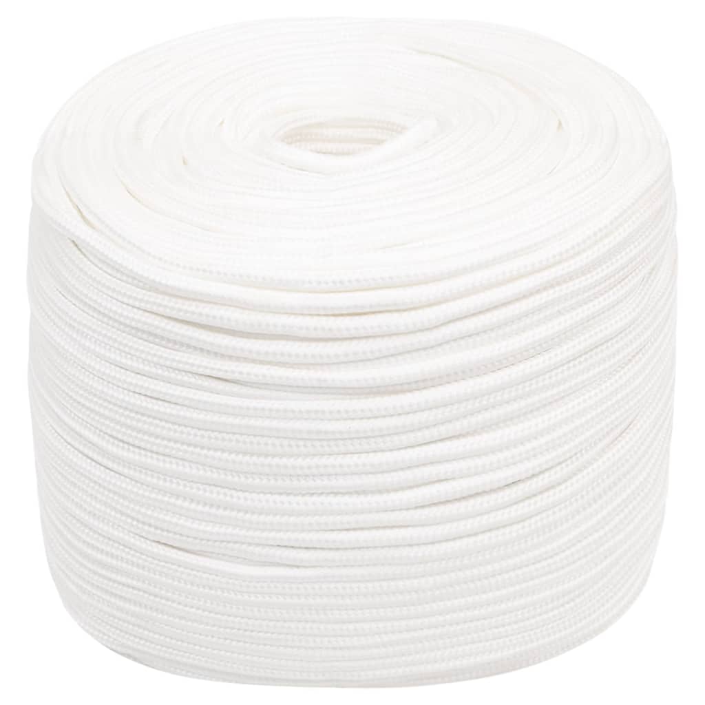 Vidaxl čolna vrvi 6 mm 100 m polipropilen polno bela