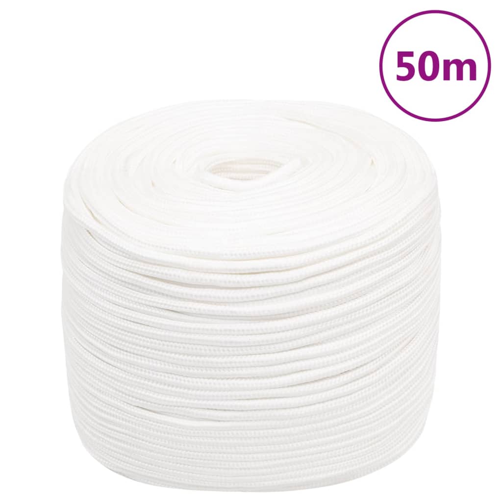 Vidaxl boat rope 10 mm 50 m polypropylene full white