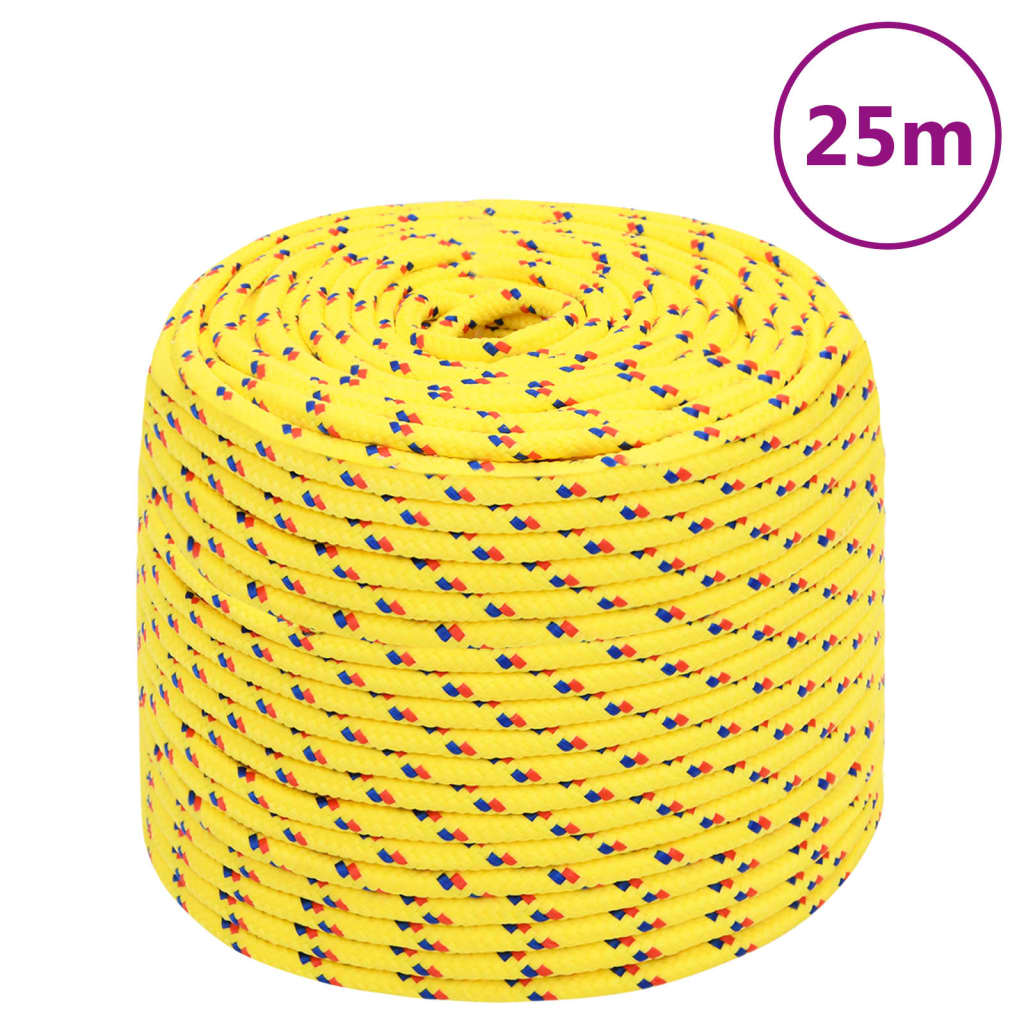 Corde de bateau vidaxl 8 mm 25 m en jaune en polypropylène
