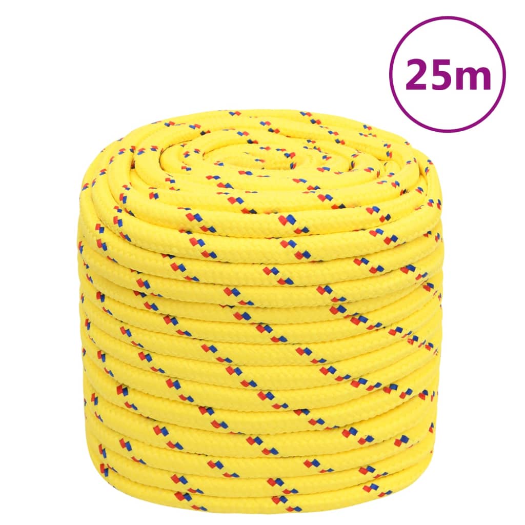 Corde de bateau vidaxl 16 mm 25 m en jaune en polypropylène