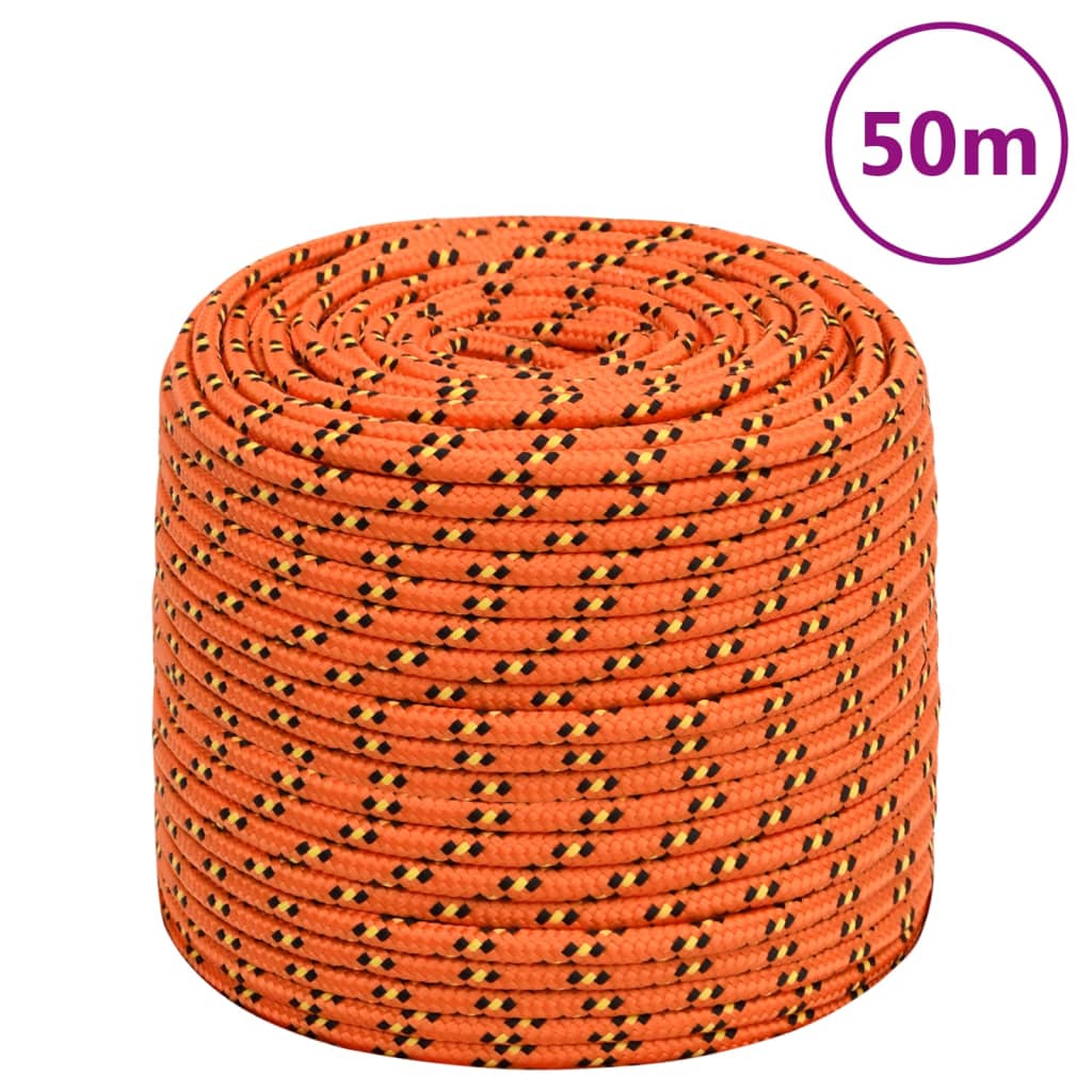 Corde de bateau vidaxl 10 mm 50 m en orange en polypropylène