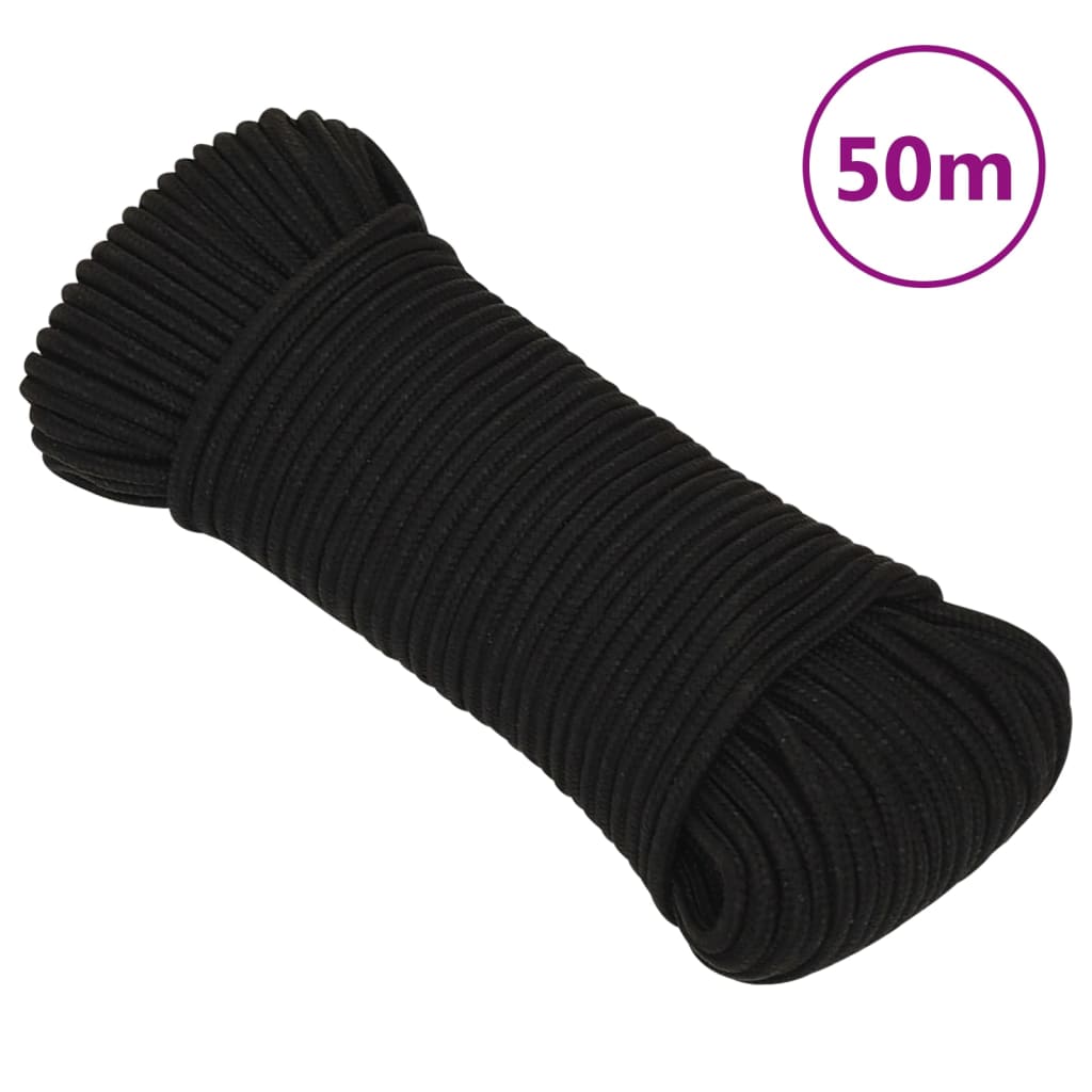 Vidaxl Werkouw 5 mm 50 m polyester sort