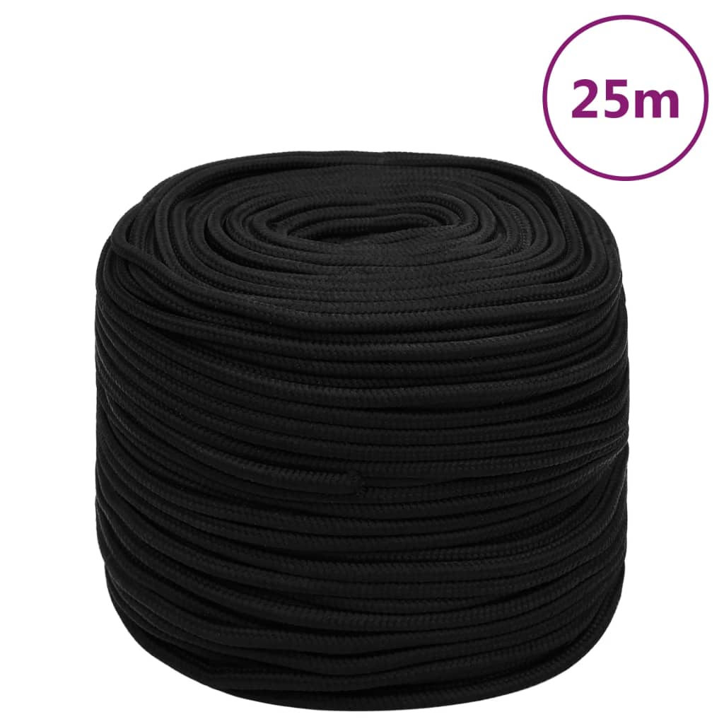 Vidaxl Werkouw 8 mm 25 m polyester sort
