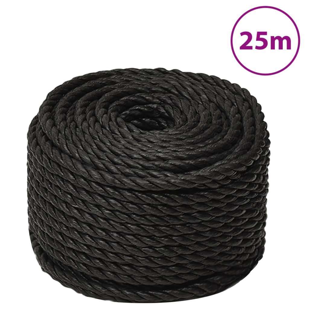 Vidaxl werkouw 20 mm 25 m polipropene črna