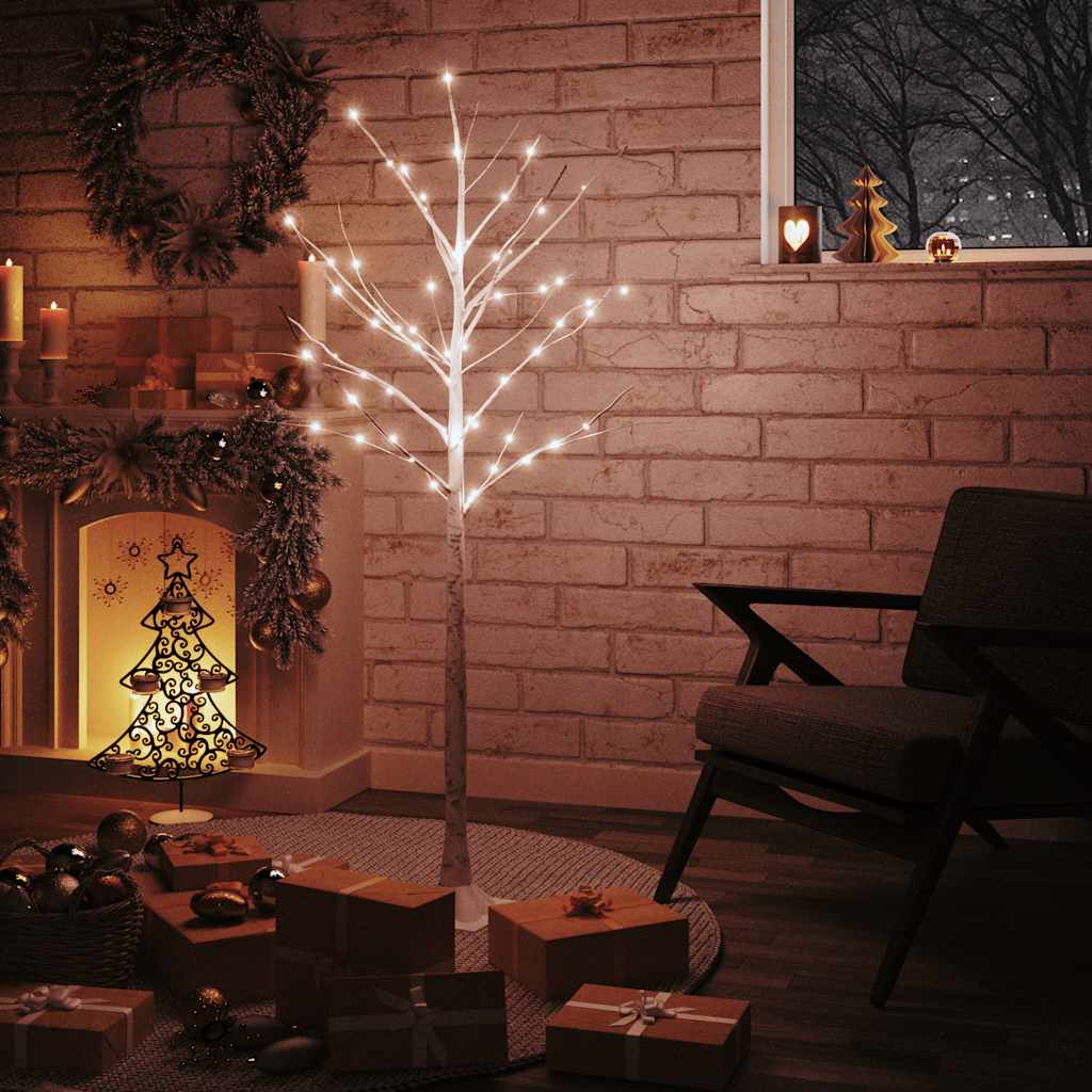 Vidaxl Berkenboom LED 72 LED LED WARM WHITE 150 cm bílý
