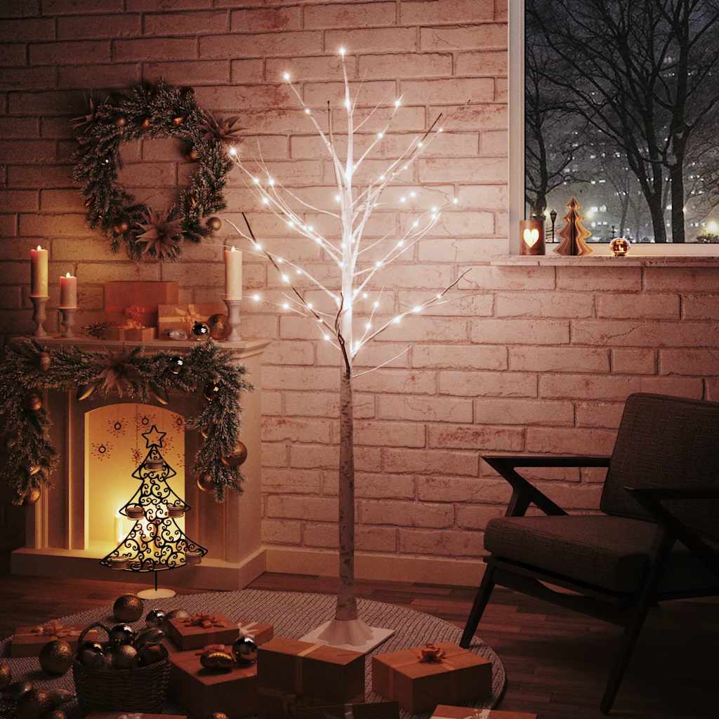 Vidaxl Berkenboom LED 96 LEDS blanc chaud 180 cm blanc