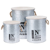 H S Collection 3-part storage box set with rope zinc