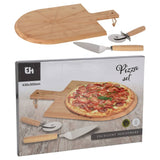 Excellent Houseware 3-part Pizzasnijs Set 43x30 cm Bamboo