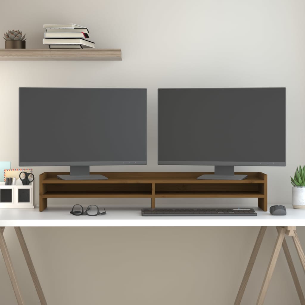 VidaXL Monitor standard 100x24x16 cm Solid pine honey brown