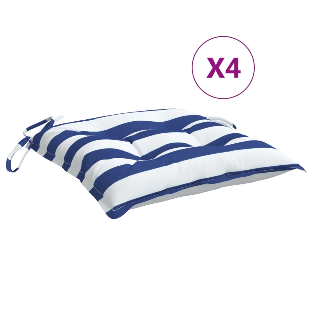 Cuscini da sedia Vidaxl 4 Sted 40x40x7 cm tessuto bianco e blu