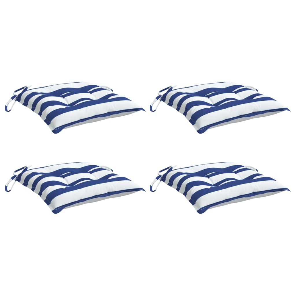 Cuscini da sedia Vidaxl 4 Sted 40x40x7 cm tessuto bianco e blu