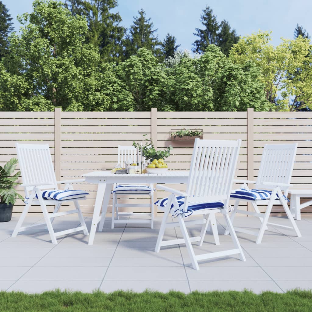 Cuscini da sedia Vidaxl 4 Sted 40x40x7 cm tessuto bianco e blu
