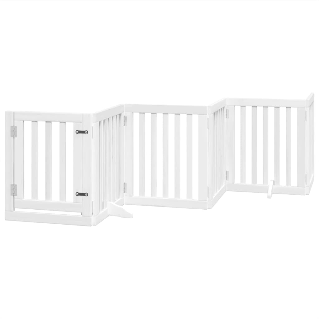 VidaXL dog fence Foldable with door 6 panels 300 cm Populierwood White