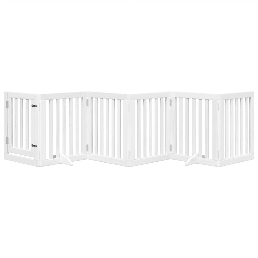 VidaXL dog fence Foldable with door 6 panels 300 cm Populierwood White