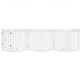 VidaXL dog fence Foldable with door 6 panels 300 cm Populierwood White