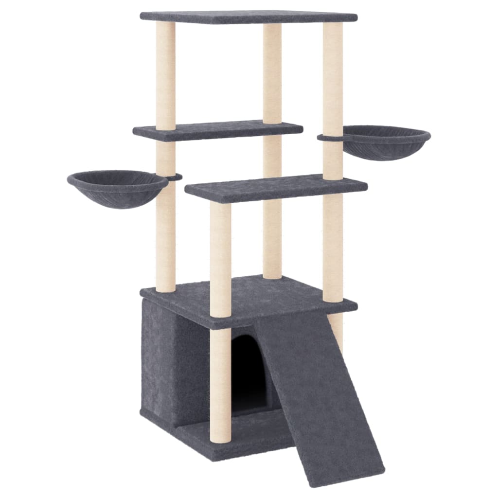 Vidaxl Cat Meubles avec sisal Scratch Posts 133 cm Gris foncé