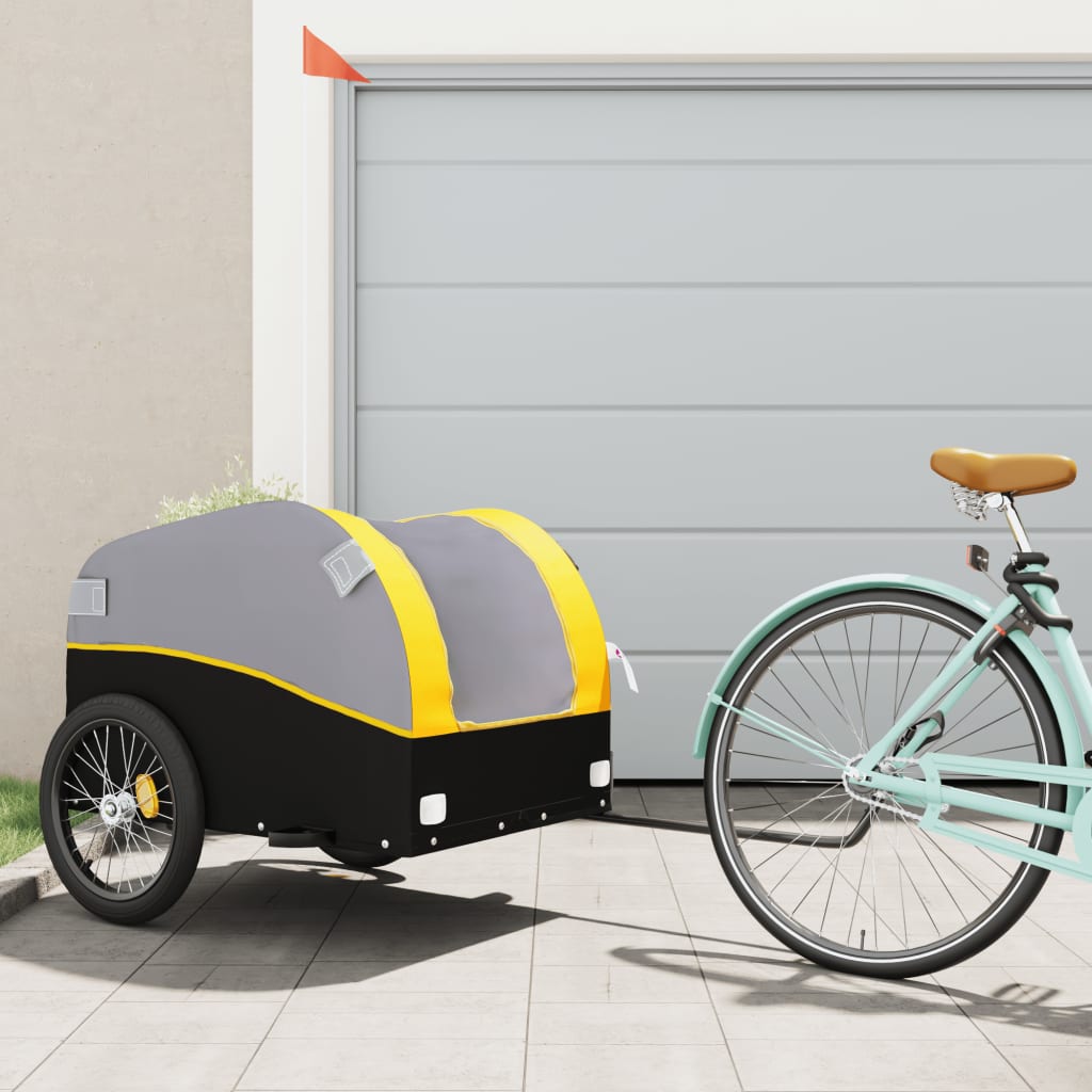 Przyczepa rowerowa vidaxl 45 kg żelaza czarno -żółta