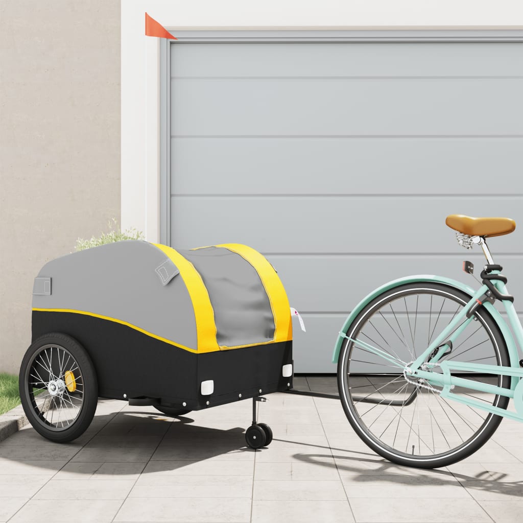 Vidaxl Voice Trailer 45 kg Eisen schwaarz a giel