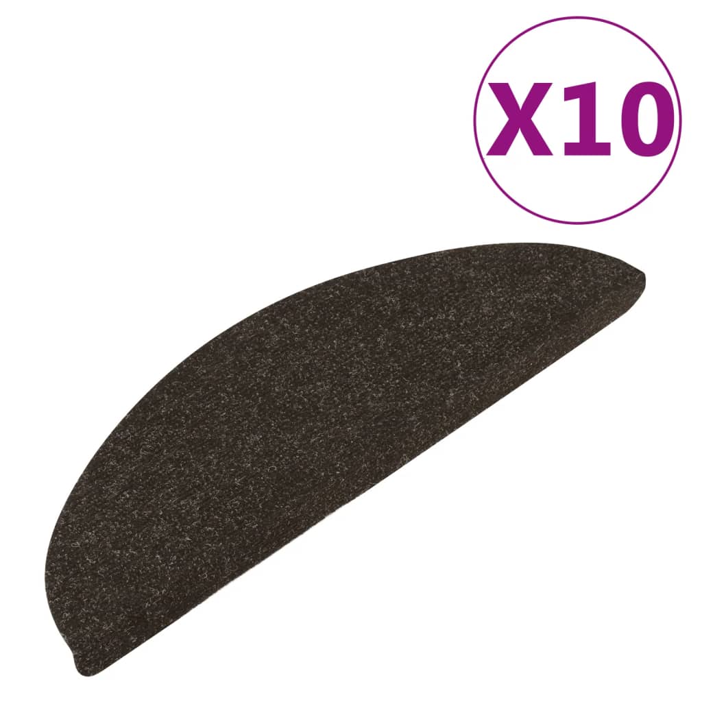 VIDAXL -Treppenmatten Selbstadhäsiv 10 PCs 65x22.5x3.5 cm Anthrazit -Colored